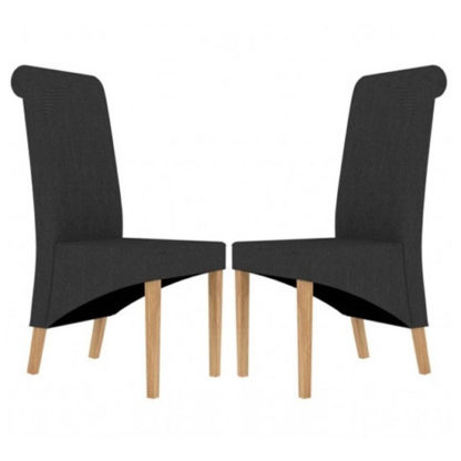 baad4f06dbdb4bfeaafb9f0537ca05a9c6fbe2ce4ce7ae791f29203ff3bbe55f.jpg An Image of Amelia Charcoal Fabric Dining Chair In Pair