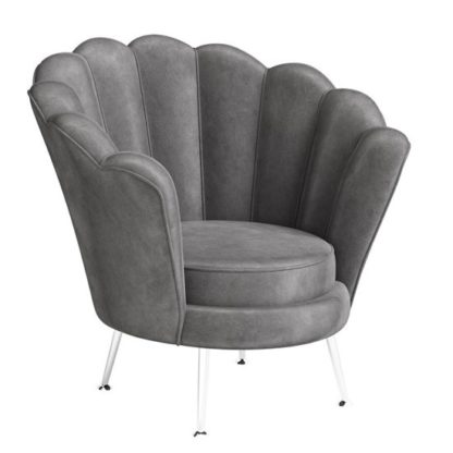 An Image of Erica Velvet Fabric Lounge Chair In Dark Grey