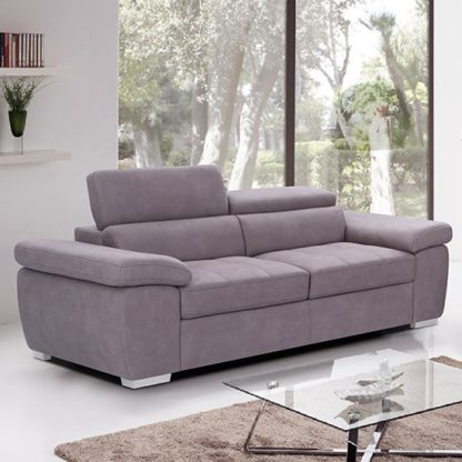 An Image of Amando Fabric 3 Seater Sofa In Mushroom