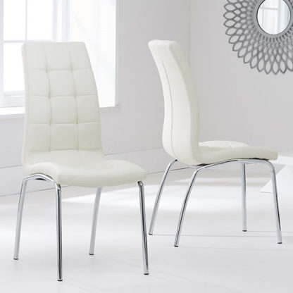 bb80172e399164557b1ea3c5382822bea55a0a4207bcdb1ad7cdaf270ce0ef51.jpg An Image of Grus Cream Leather Dining Chairs In Pair
