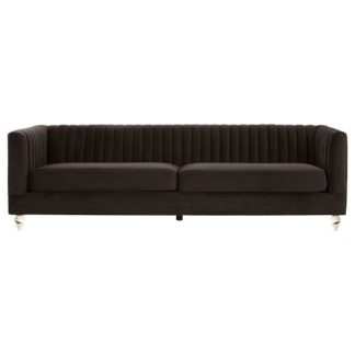 An Image of Belel Fabric 3 Seater Sofa In Black With Acrylic Legs
