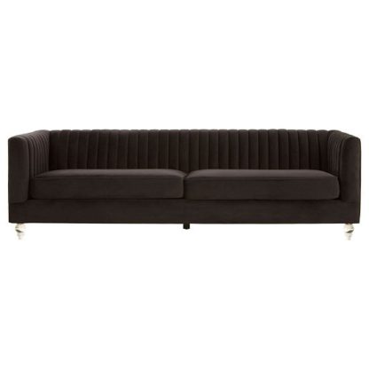 An Image of Belel Fabric 3 Seater Sofa In Black With Acrylic Legs