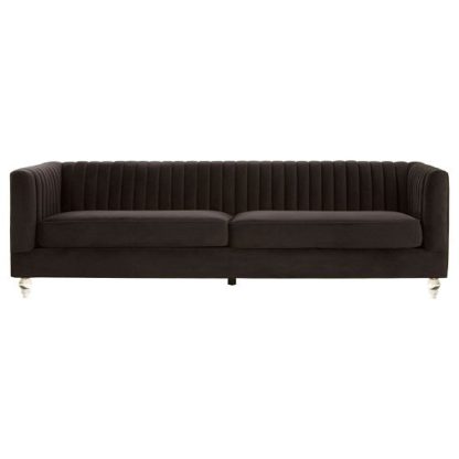 bba87c96c05d86e957204a6b61d3ede1f7ebcfbd1086947193c5d0323fbf3b65.jpg An Image of Belel Fabric 3 Seater Sofa In Black With Acrylic Legs