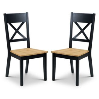 An Image of Hockley Black And Oak Dining Chair In Pair