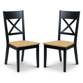 An Image of Hockley Black And Oak Dining Chair In Pair