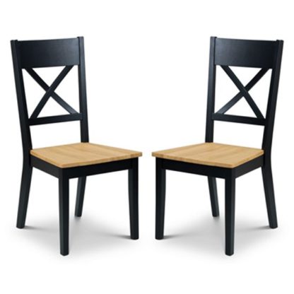 An Image of Hockley Black And Oak Dining Chair In Pair