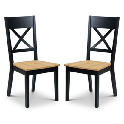 bbae3b13c73bf477a20a57f156d077e6434cfe5d314c59afa46ec6f585d7106d.jpg An Image of Hockley Black And Oak Dining Chair In Pair