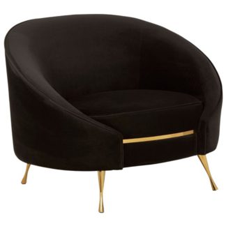 An Image of Intercrus Lounge Chaise Armchair In Black Velvet