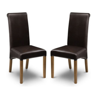 An Image of Cuba Brown Faux Leather Dining Chair In Pair