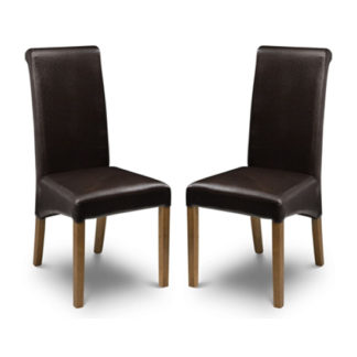 An Image of Cuba Brown Faux Leather Dining Chair In Pair
