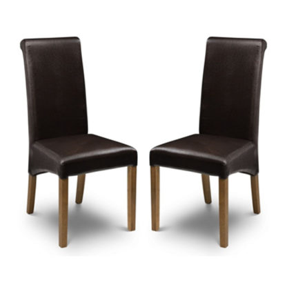 bbfa0254b6a84d909e1a79ff21642352861863897dfa378aa558b85cf210468c.jpg An Image of Cuba Brown Faux Leather Dining Chair In Pair