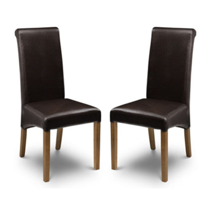 An Image of Cuba Brown Faux Leather Dining Chair In Pair