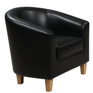 An Image of Leporis PU Leather 1 Seater Sofa In Black