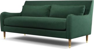 An Image of Content by Terence Conran Oksana 3 Seater Sofa, Plush Hunter Green Velvet with Light Wood Brass Leg