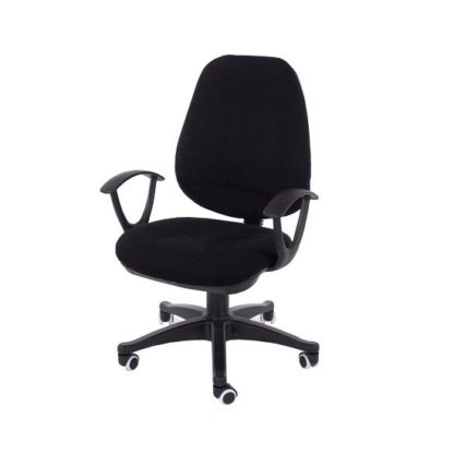 An Image of Paula Fabric Office Chair In Black With Adjustable Height