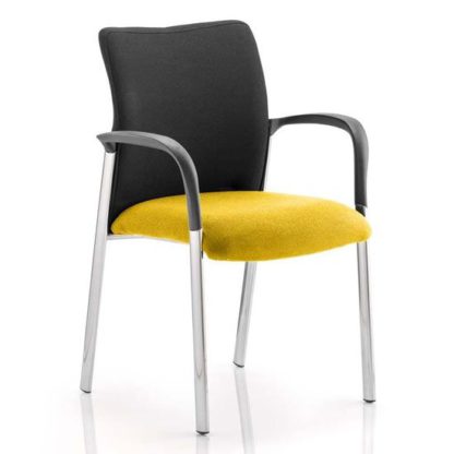 An Image of Academy Black Back Visitor Chair In Senna Yellow With Arms