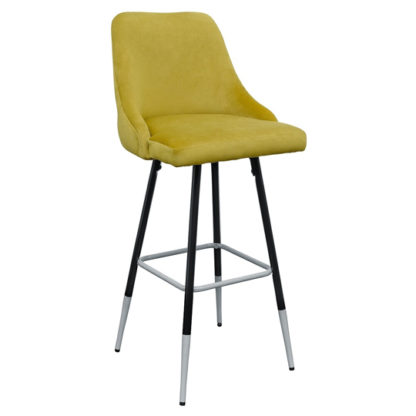 bc77ceaa9ff325254a966642c68ae0554677cef1b50dd862de121cd1e77e2c80.jpg An Image of Fiona Yellow Fabric Bar Stool With Metal Legs
