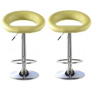 An Image of Murry Bar Stool In Lime Faux Leather In A Pair