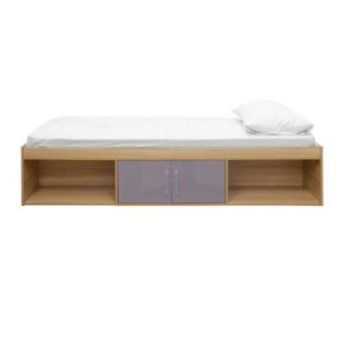 An Image of Dakoto Single Cabin Bed In Grey And Matt Oak Finish