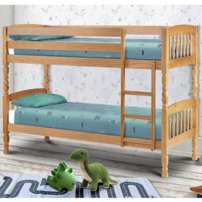 An Image of Lincoln Solid Pine Wide Bunk Bed In Antique Low Sheen