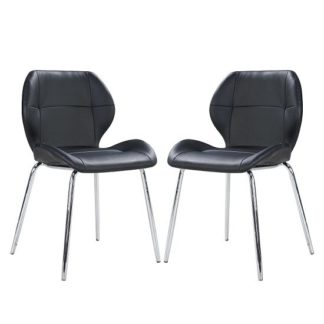 An Image of Darcy Dining Chair In Black Faux Leather in A Pair