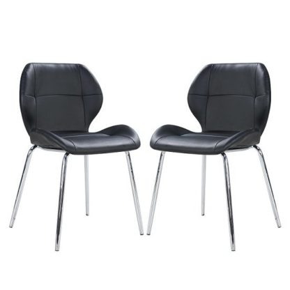 An Image of Darcy Dining Chair In Black Faux Leather in A Pair