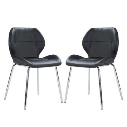 bcecffe13a9e6c33083a3f4bc330d0d97403ad694033a3d7ea8787a3f4a908e9.jpg An Image of Darcy Dining Chair In Black Faux Leather in A Pair