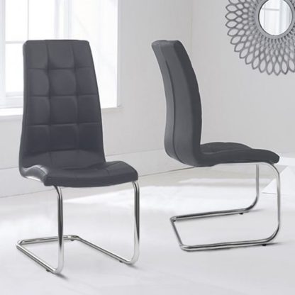 An Image of Liesma PP Grey Dining Chairs In Pair With Hoop Leg