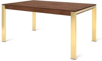 An Image of Custom MADE Corinna 6 Seat Dining Table, Walnut and Brass