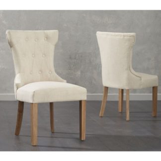 An Image of Camelopardalis Beige Fabric Dining Chairs In Pair