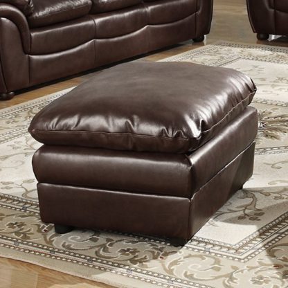 An Image of Fernando Full Bonded Leather Sofa Stool In Brown