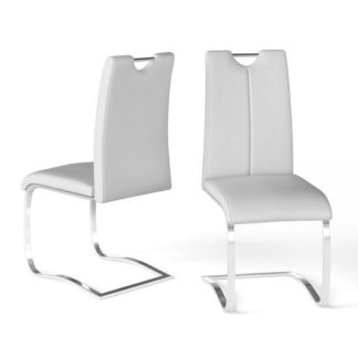 An Image of Gabi White Faux Leather Dining Chair In A Pair