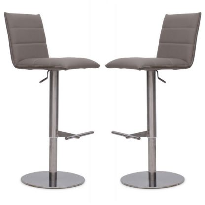 An Image of Verlo Bar Stools In Taupe Faux Leather In A Pair