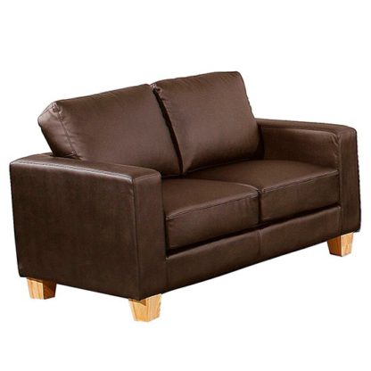 An Image of Wasp PU Leather 2 Seater Sofa In Brown