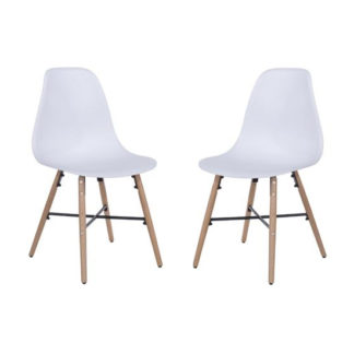 An Image of Arturo White Bistro Chair In Pair With Oak Wooden Legs