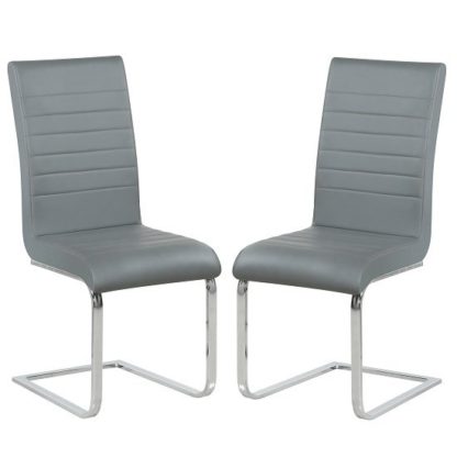 bf2052f15e5b840e0954642f5e813a9ea29f9c7d667565466dc383408023832c.jpg An Image of Symphony Dining Chair In Grey Faux Leather In A Pair