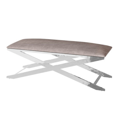 bf28ae25b7bfc54f49ccb2faa519214f4732a9c0a635b3967426054b466cd507.jpg An Image of Vertue Velvet Fabric Upholstered Dining Bench In Mink