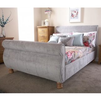 An Image of Chicago Fabric Upholstered Double Bed In Silver