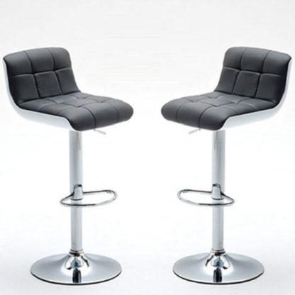 An Image of Bob Bar Stools In Grey Faux Leather in A Pair