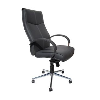 An Image of Luxury Home Office Chair In Grey Faux Leather With Castors