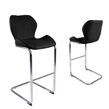 bf803ee69f15696cd5c4fa833c7f5c451a5e1d930c8350c25094408d01fd97f5.jpg An Image of Kimberly Bar Stools In Black Faux Leather In A Pair