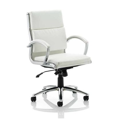An Image of Olney Bonded Leather Office Chair In White With Medium Back