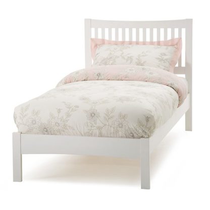 An Image of Mya Hevea Wooden Single Bed In Opal White