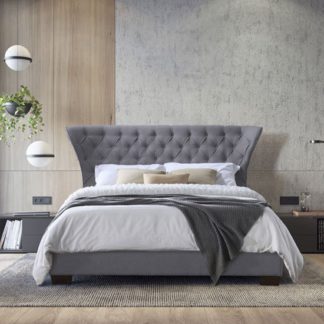 An Image of Georgia Fabric Double Bed In Grey