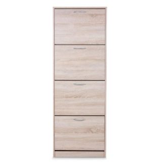 An Image of Alcott Contemporary Shoe Cabinet In Sonoma Oak With 4 Doors