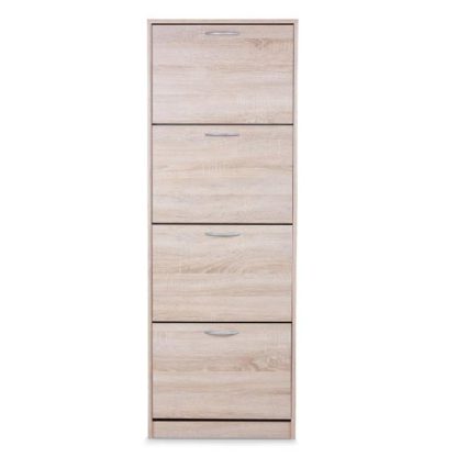c0432a31a80fea3ba1a78c3df823a2484f52d98e25fcd76e394abc3d153feef5.jpg An Image of Alcott Contemporary Shoe Cabinet In Sonoma Oak With 4 Doors