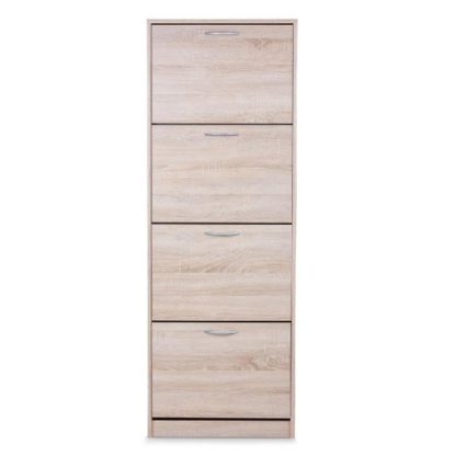 An Image of Alcott Contemporary Shoe Cabinet In Sonoma Oak With 4 Doors