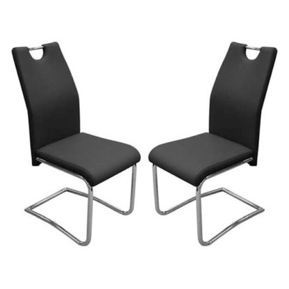 c050e018c682961f8c7735edf504efc4840d6c49b0ec86a96b23e5373c6a5c8a.jpg An Image of Capella Black Faux Leather Dining Chair In Pair