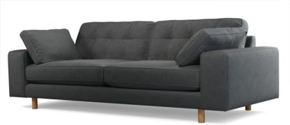An Image of Content by Terence Conran Tobias, 3 Seater Sofa, Plush Shadow Grey Velvet, Light Wood Leg