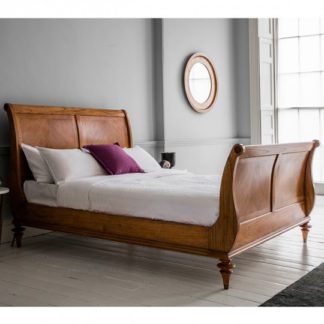 An Image of Spire Mindy Ash High End Sleigh Super King Size Bed In Walnut